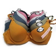 6Pack Women Full Coverage Solid Comfort Cotton Lingerie Underwire Bra A B C Cup 