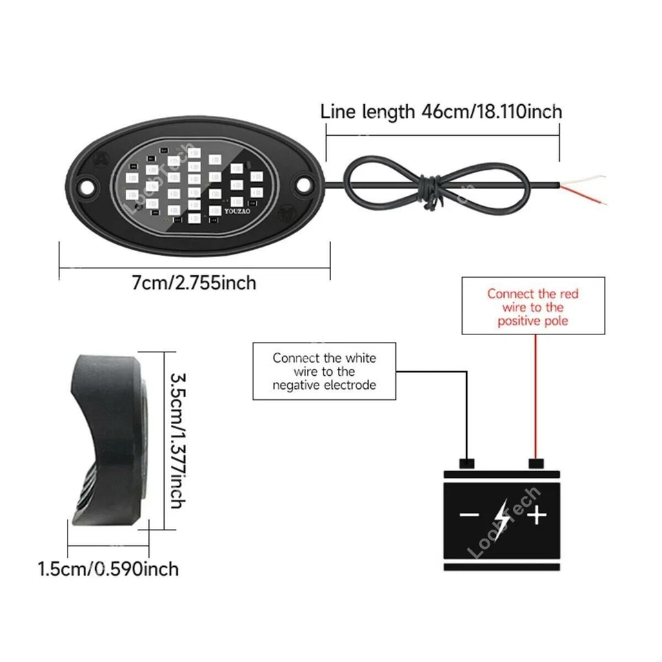 LED Chassis Lights For Pickup Off Road Jeep Underbody Glow Rock Lights-Ice Blue - Image 4 of 4