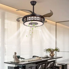 42in 6 Speed Ceiling Fan with Light Dimmable LED Chandeliers + Remote Control