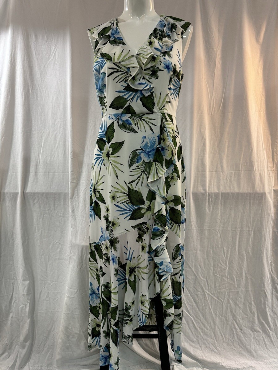 NWT Banana Republic Floral Dress Size 12 Blue Flowers with Ruffle NWT Banana Republic Floral Dress Size 12 Blue Flowers with Ruffle