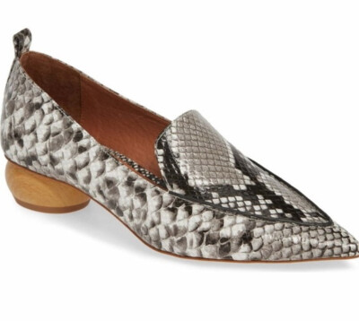 Jeffrey Campbell Womens Viona White Black Croc Pointed Toe