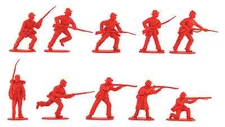 Accurate C.S.A Infantry set #2 in Red Color - 10 54mm soft plastic figures