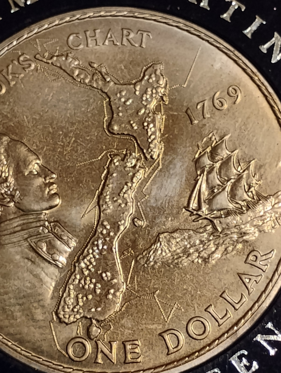 1769 - 1969 One Dollar New Zealand Commemorating Cook Bicentenary