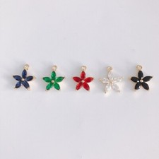 4pcs CZ Pave Star Charm,Cubic Zirconia Flower Pendant,Zircon Petal Charms
