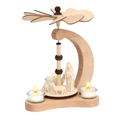Bogen Pyramide geschnitzt Schäfer 4 Figuren 24 cm 3 Teelichter 50226