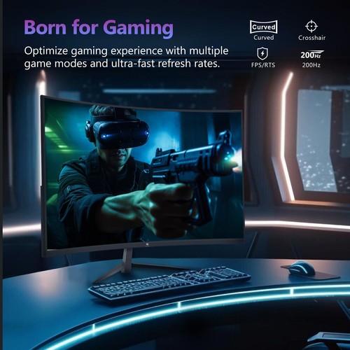 Z-EDGE UG27 1080P FHD 200Hz 1ms Curved Gaming Monitor, FreeSync, HDMI 2.1, DP1.4 - Picture 6 of 14