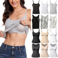 Womens Camisole with Built in Shelf  Padded Bra Adjustable Strap Vest Tank Top