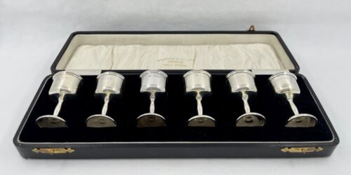 Cased Set of 6 Antique Sterling Silver Shot Glasses/Cups/Goblets Birmingham 1926 - Picture 2 of 11