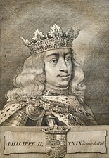 PHILIPPE II 29th COUNT OF HOLLANDLAND (1478-1506) PORTRAIT ENGRAVING 1770