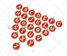 New Trendy Red Gold Enamel Initials Letter Charm/Pendant, Enamel Initial