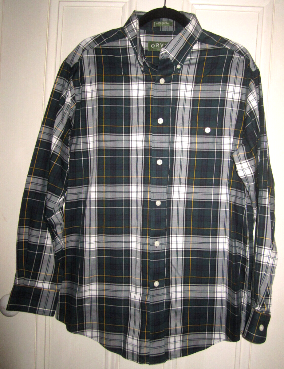 dress campbell flannel shirt Orvis cotton button down shirt, Campbell Dress tartan plaid, men's size M
