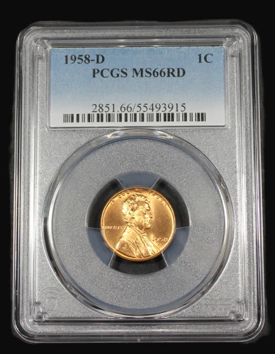 1958 D  LINCOLN  WHEAT CENT PENNY PCGS MS 66 UNCIRCULATED MS66RD US COIN MS66