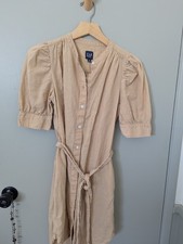 Gap Linen Cotton Blend Puff Sleeve Shirt Dress Women's XS Coastal Yellow