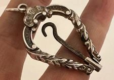 Antique Solid Silver Folding Chatelaine Button Hook c.1888