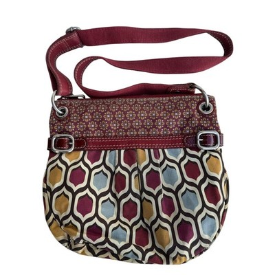 Fossil Multicolor Geometric Print Crossbody Bag, Canvas & Leather Shoulder Bag