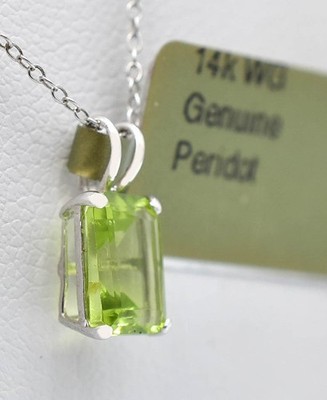 ECHTER 1,20 kt PERIDOT ANHÄNGER 14K MASSIV WEISSGOLD - kostenloser Bewertungsservice