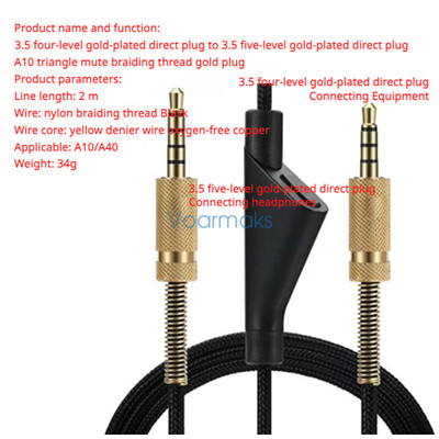 Audio Cable for Logitech Astro A10 A30 A40 Headphone 2m Link Cable