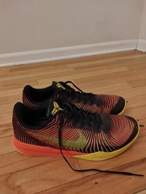 Nike Kobe Mentality II Thunder Yellow Black Orange Basketball Shoes Men's 11.5