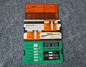 VINTAGE MARLIN SIGHTINGS-IN GUIDE & RANGE FINDER+BIRD SHOOTERS GUIDE-SLIDE RULES