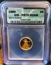 1989 GOLD Eagle PROOF $5 1/10oz. ICG PR70 DCAM 5790.00 per troy oz