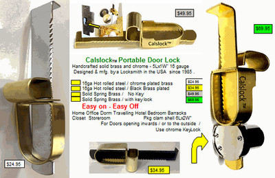 Calslock Portable Door Lock.  Always safe secure. Home.Bedroom.Dorm.OfficeTravel
