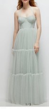Abito bustier in tulle collezione Dessy, colore salice, taglia 8R, nuovo