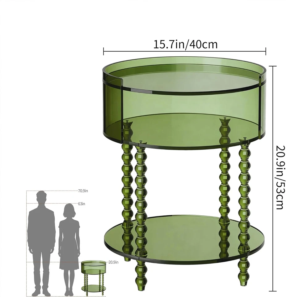 Modern Acrylic round Side Table, End Table for Living Room, Clear Nightstand for - image 3 of 4