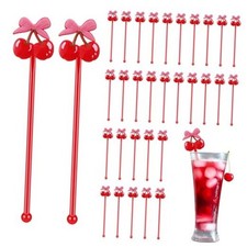 Pcs Cherry Bow Drink Stirrers 6 Inch Pink Red Coquette Bow Swizzle Sticks 30