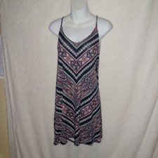 Angie Small Dress Womens Spaghetti Strap Short Dress Boho Flowy Aztec Beachy EE