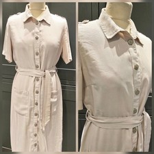 Vintage 1970s Style Cream Safari Holiday Shirt Dress Size 10 Button Down 