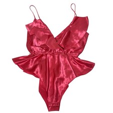 Vintage Gold Label Victoria  s Secret Pink Magenta Bodysuit Teddy Hi Leg Bow S