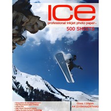 500 x ICE 130gsm A4 Single Sided GLOSS Coated Professional Inkjet Photo Papers