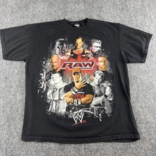 Vintage 2007 WWE RAW Roster T-Shirt John Cena Edge Jeff Hardy Glitter Print - XL