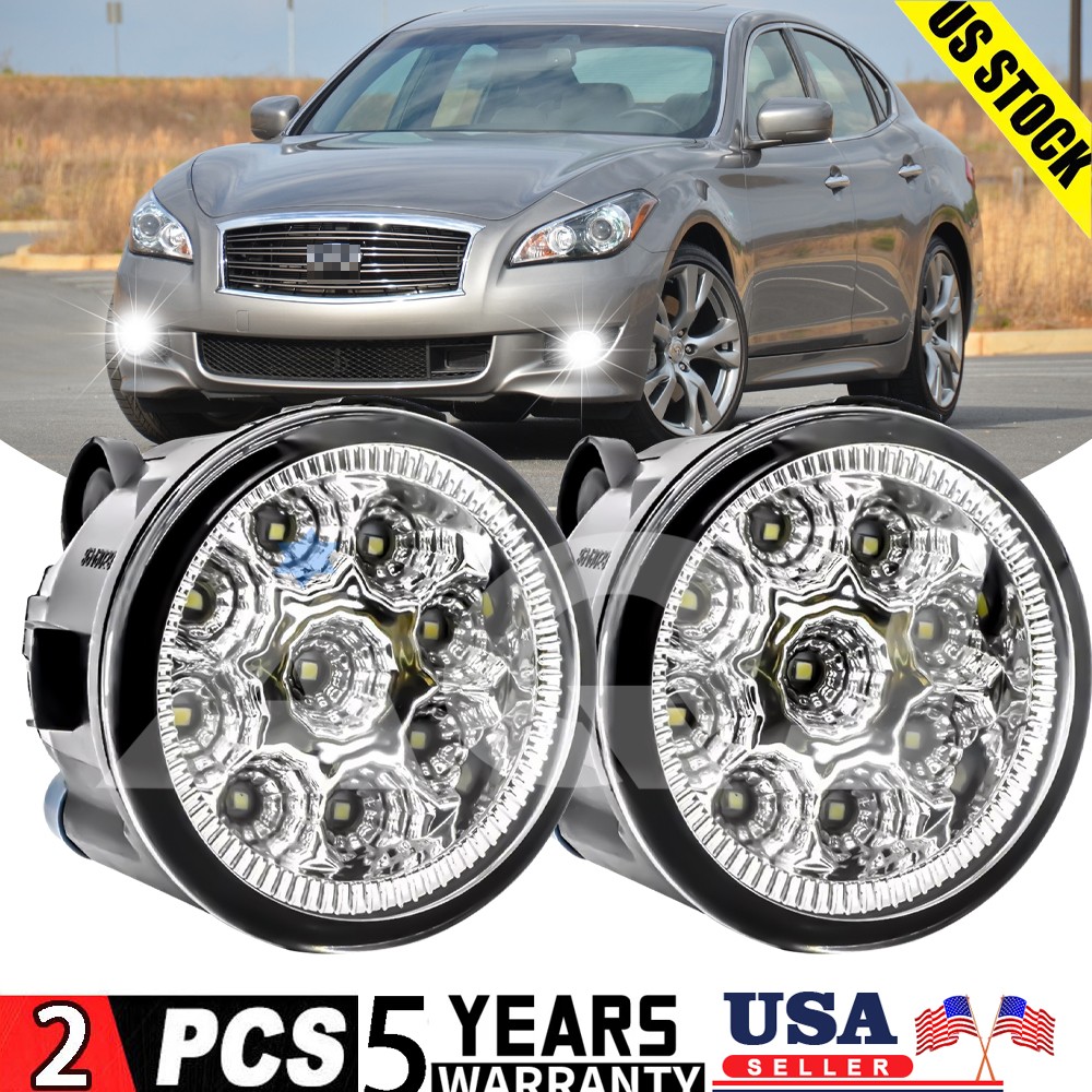 WHITE Pair Bumper LED Fog Lights Driving Lamps For INFINITI M56 2011-2013