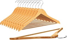 Quality Wooden Hangers - Slightly Curved Hanger Set - Solid Wood Coat Hangers