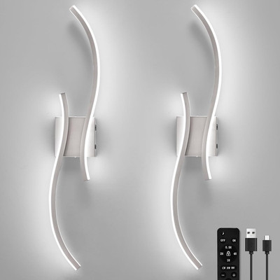 Rechargeable Dimmable Battery Wall Sconces Set of 2 with Remote Control