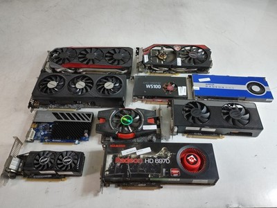Lot of 10 Nvidia Radeon RX 7600 XT Gaming OC GeForce GTX 1050 Ti, Strix R9 390,