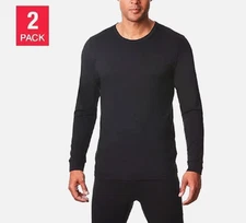 32 Degrees Heat Men’s Performance Crew Neck Shirt 2 PACK, Black, XL