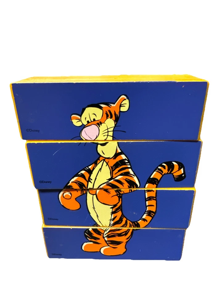 Lote de 4 bloques rompecabezas vintage de Disney WINNIE THE POOH PIGLET TIGGER & EEYORE Foto 4 de 4