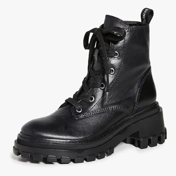 Nuevas botas de cuero negras SCHUTZ para mujer talla 10 suela plataforma de combate Orly Foto 2 de 4
