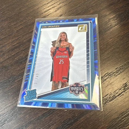 Kiki Iriafen 2025 Donruss Rated Rookie Blue Laser 1/49 First On Print Mystics RC