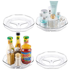 Clear Lazy Susan Organizer 4 Pack 9 Inch Rotating Turntable BPA Free Spice Rack