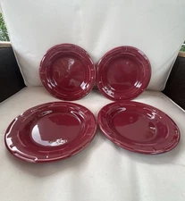 SET 4 LONGABERGER WOVEN TRADITION POTTERY PAPRIKA (RED) BREAD PLATES~FREE SHIP