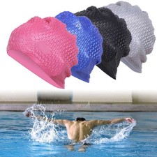 Anti-Slip Swimming Cap Waterproof Swim Pool Hat Adult Men Women Silicone Solid