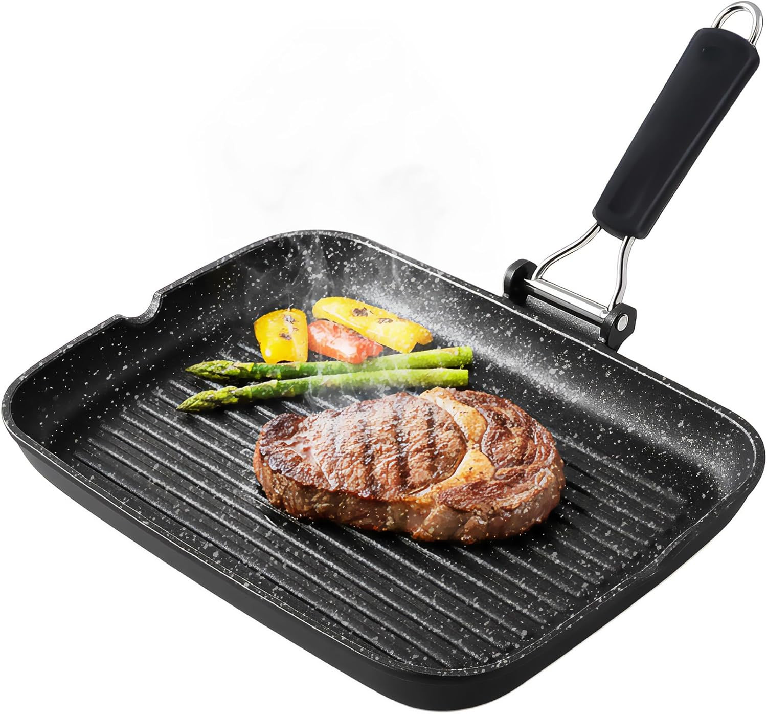 Bistecchiera Induzione Titanio 28x28 Antiaderente - Grill Professionale