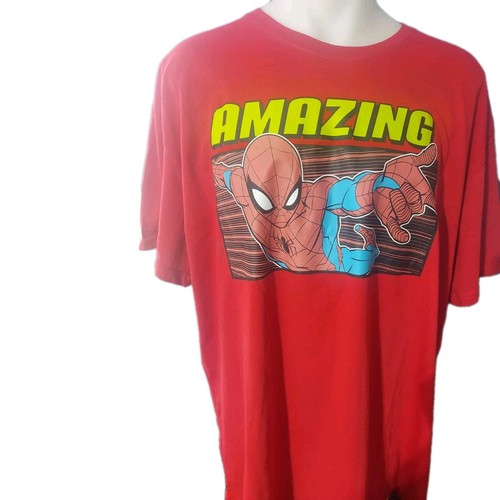 Spider-Man Marvel Graphic T Shirt Mens 3XL Red Cotton Short Sleeve