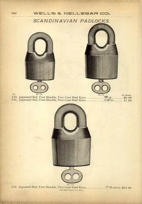 1897 PAPER AD 3 PG Scandinavian padlock Gem Corbin cabinet lock Miller Antique