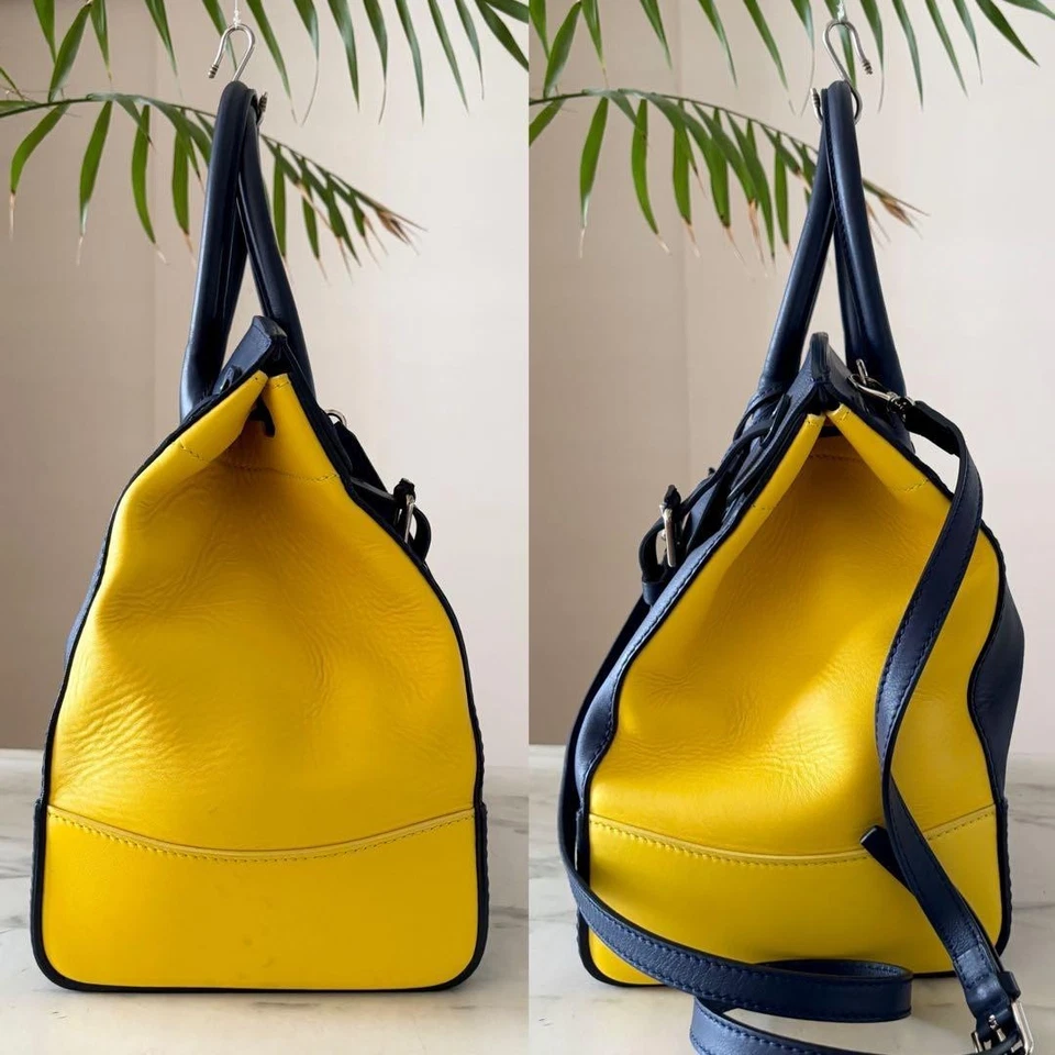 Bolso de cuero Ralph Lauren Ricky 2 vías azul amarillo de JAPÓN Foto 3 de 4