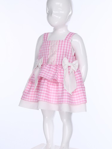 Infants Baby Gingham Pattern Feminine Diaper Set Cute Dress Checkered 2-piece - Picture 14 of 34