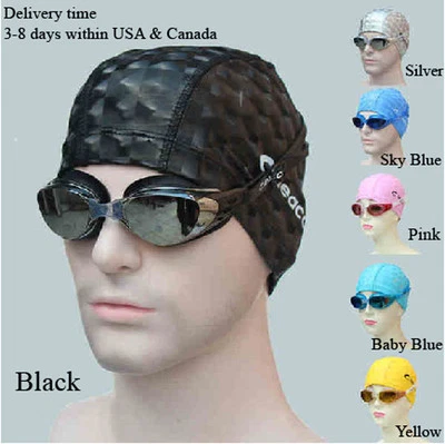 new Leacco Solid Swim Cap PU Coated swimming cap for Adult Caps Men & Women